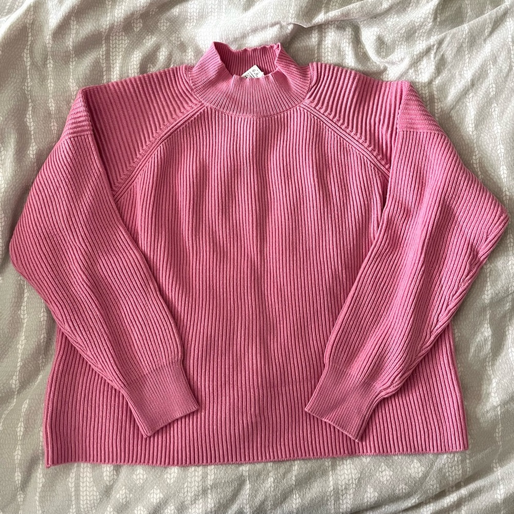 High Collar Ribbed Knit Women's Sweater